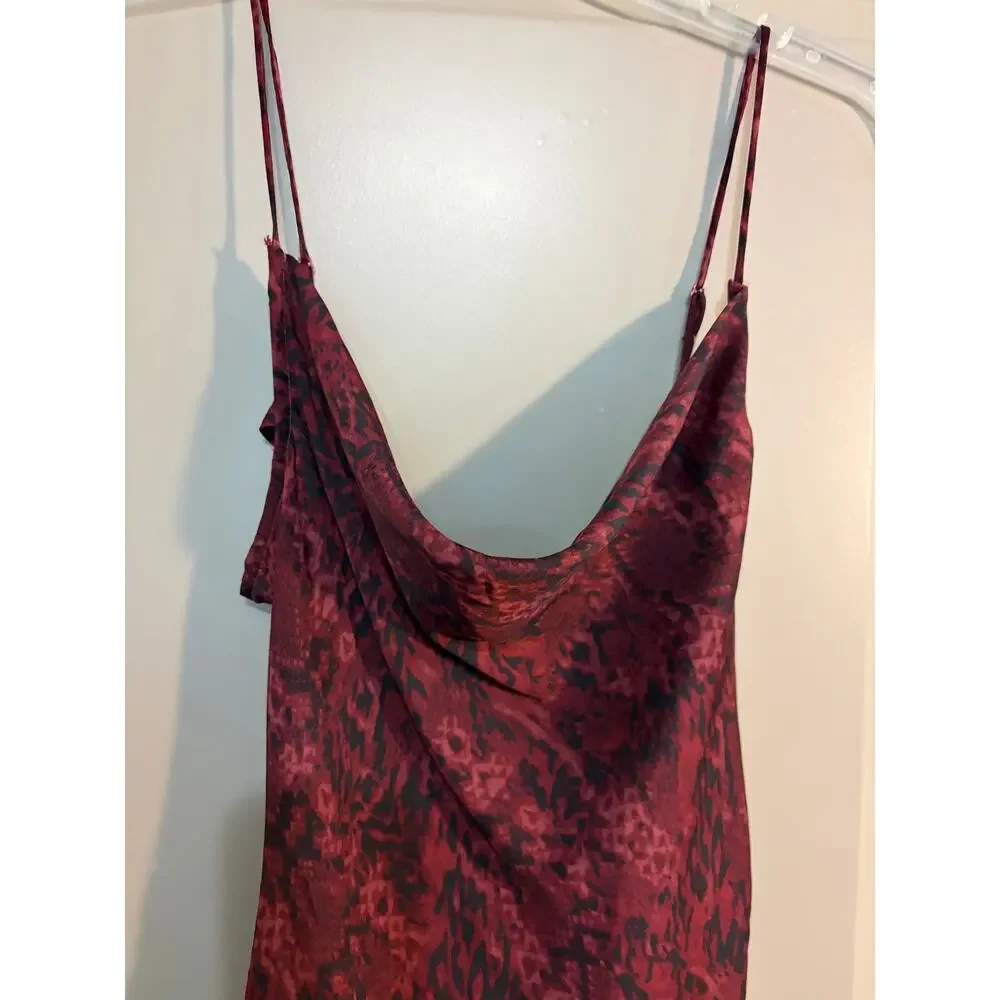 Free People Size Small Red Black Twilight Combo Day to Night Printed Slip Dress